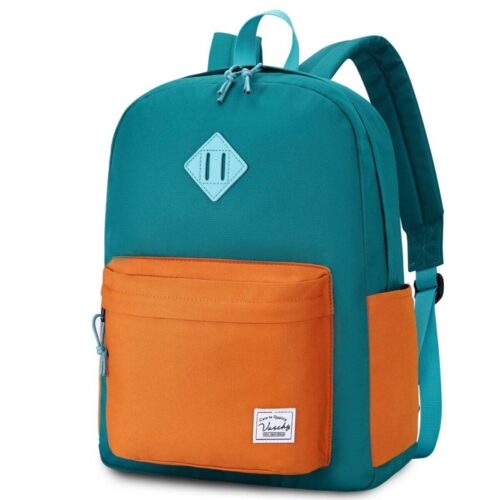 VASCHY Lightweight Water Resistant School Backpack - Lake Green Tangerine Image 1