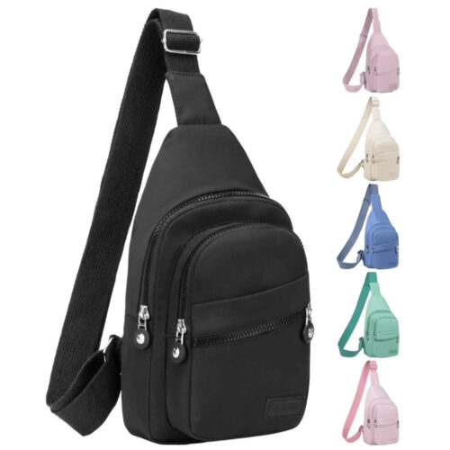 Small Crossbody Sling Bag – Versatile Chest Daypack and Hiking Fanny Pack for Men and Women, Black Image 1