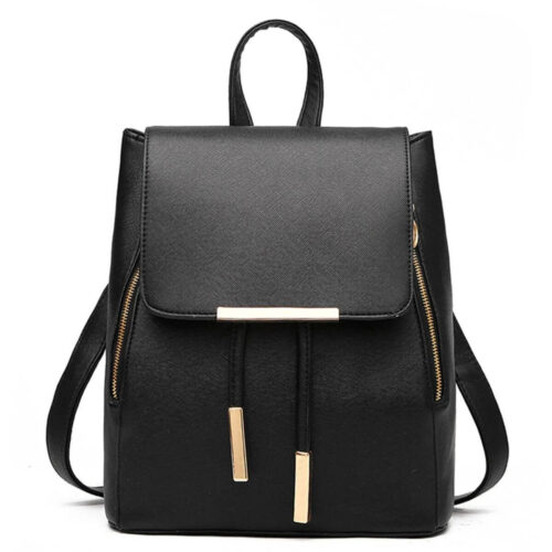 Trendy A-Black Shoulder Travel Daypack - Stylish Leather Backpack for Women and Ladies Image 1
