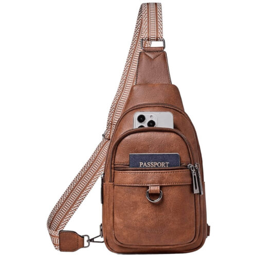 LATMAP Small Faux Leather Sling Bag – Casual Crossbody Chest Purse and Fashion Daypack for Women Image 1