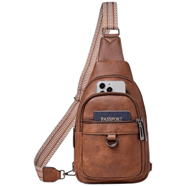 LATMAP Small Faux Leather Sling Bag – Casual Crossbody Chest Purse and Fashion Daypack for Women Image 1