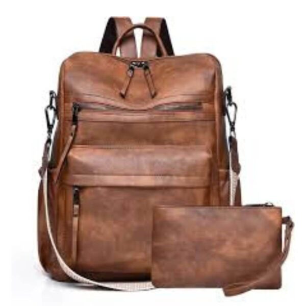 Dora & Liz Fashion Travel Rucksack - Designer Leather Backpack for Women and Shoulder Bag Image 1