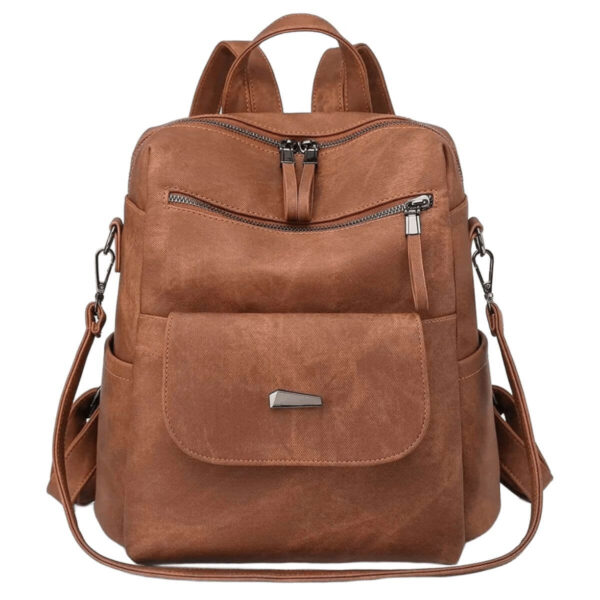 Multipurpose Fashion Handbag and PU Leather Backpack for Women, Travel Shoulder Bag in Brown Image 1