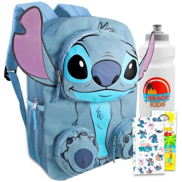Disney Lilo and Stitch Backpack Set for Girls – Includes Front Pocket School Bag, Water Bottle, and Stickers Image 1