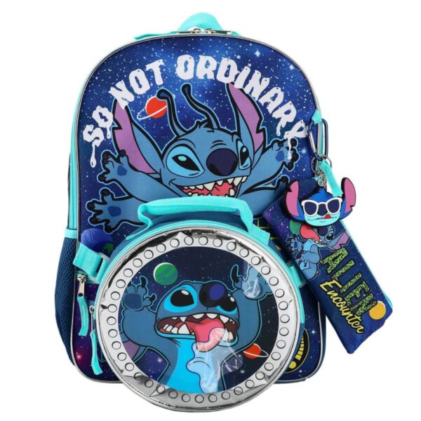 Bioworld Unisex Lilo & Stitch 5-Piece Backpack Set – Purple Multi-Item School Set for Kids Image 1