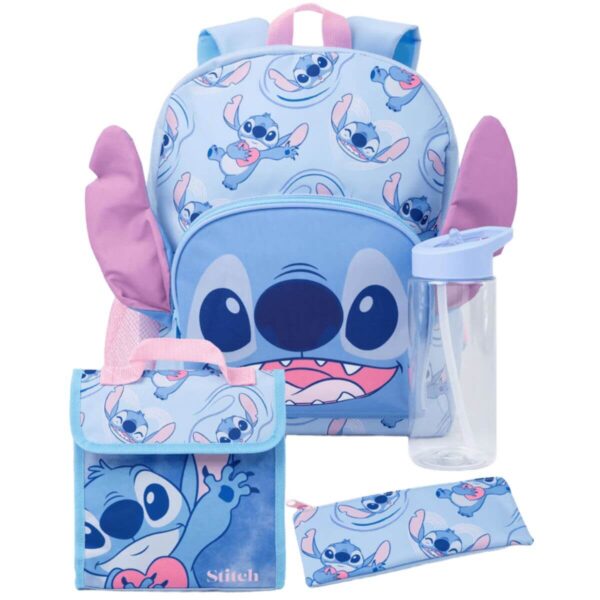 Disney Lilo and Stitch Girls 4-Piece Backpack Set – Includes School Bag, Lunch Bag, Pencil Case, and Water Bottle Image 1